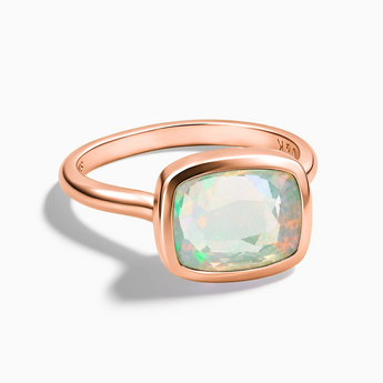 18KT Rose Gold Vermeil Opal Cushion Ring - Pure Hush Front View