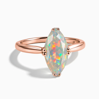 18KT Rose Gold Vermeil Opal Marquise Ring - Silent Glow Front View