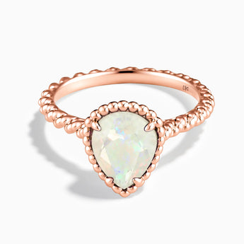 18KT Rose Gold Vermeil Opal Pear Ring - Still Light Front View