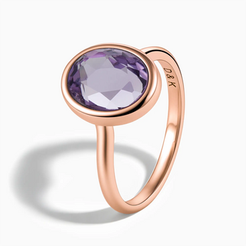 18KT Rose Gold Vermeil Oval Amethyst Bezel Ring - Harmony Side View
