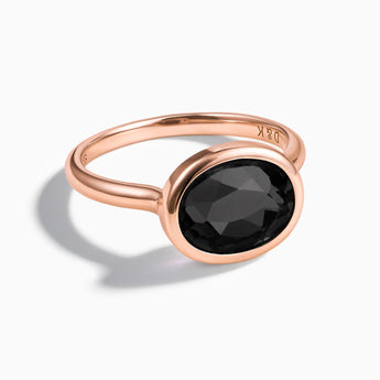 18KT Rose Gold Vermeil Oval Black Onyx Bezel Ring - Contour Front View
