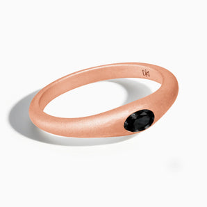 18KT Rose Gold Vermeil Oval Black Onyx Sandblasted Ring - Essence Front View