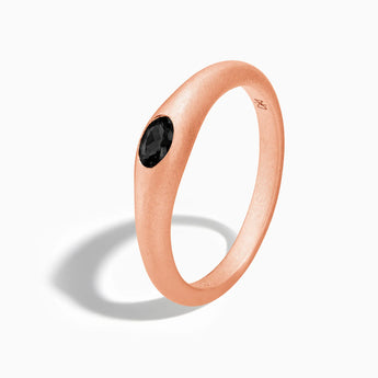 18KT Rose Gold Vermeil Oval Black Onyx Sandblasted Ring - Essence Side View