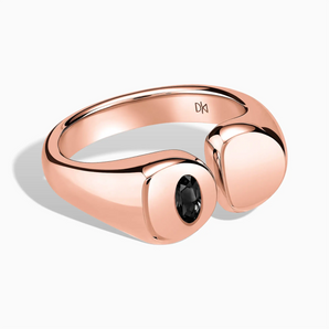 18KT Rose Gold Vermeil Oval Black Onyx Signet Ring - Close at Hand Front View