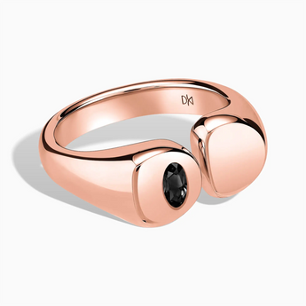 18KT Rose Gold Vermeil Oval Black Onyx Signet Ring - Close at Hand Front View