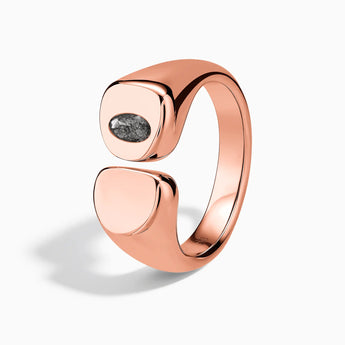 18KT Rose Gold Vermeil Oval Black Rutilated Quartz Signet Ring - Close at Hand Side View