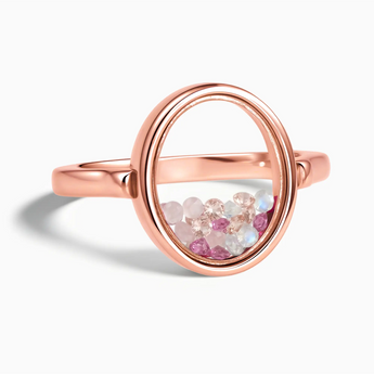 18KT Rose Gold Vermeil Oval Blushing Love Shaker Ring - Flux Front View