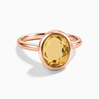 18KT Rose Gold Vermeil Oval Citrine Bezel Ring - Harmony Front View