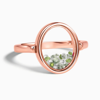 18KT Rose Gold Vermeil Oval Forest Whisper Shaker Ring - Flux Front View