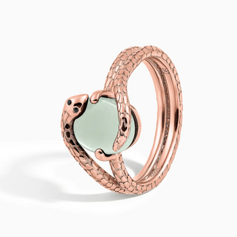 18KT Rose Gold Vermeil Oval Green Amethyst Coil Ring - Serpent's Embrace Side View
