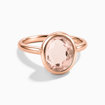 18KT Rose Gold Vermeil Oval Morganite Bezel Ring - Harmony Front View