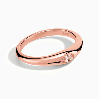 18KT Rose Gold Vermeil Oval Morganite Dome Ring - Orbis Stack Front View