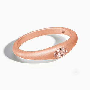 18KT Rose Gold Vermeil Oval Morganite Sandblasted Ring - Essence Front View