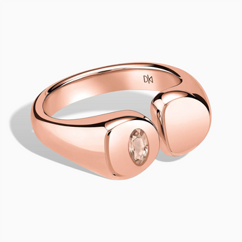 18KT Rose Gold Vermeil Oval Morganite Signet Ring - Close at Hand Front View