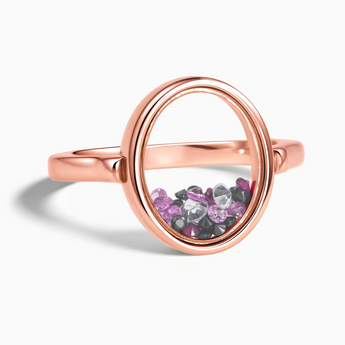 18KT Rose Gold Vermeil Oval Multigem Shaker Ring - Flux Front View