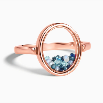 18KT Rose Gold Vermeil Oval Ocean Dream Shaker Ring - Flux Front View