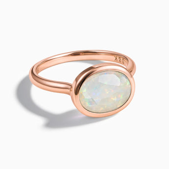 18KT Rose Gold Vermeil Oval Opal Bezel Ring - Contour Front View
