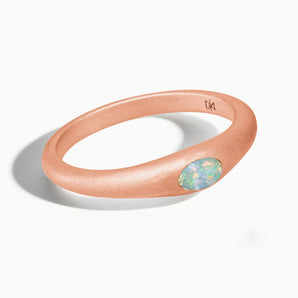 18KT Rose Gold Vermeil Oval Opal Sandblasted Ring - Essence Front View