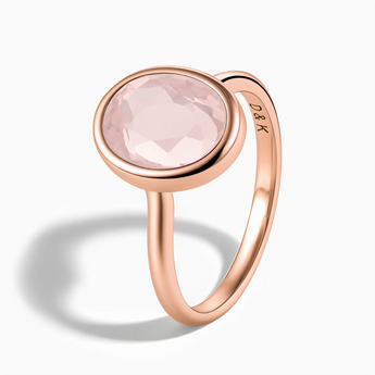 18KT Rose Gold Vermeil Oval Rose Quartz Bezel Ring - Harmony Side View