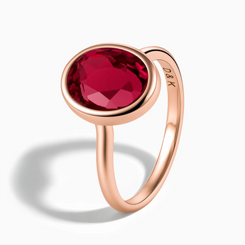 18KT Rose Gold Vermeil Oval Ruby Bezel Ring - Harmony Side View