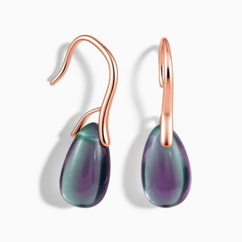 18KT Rose Gold Vermeil Pear Alexandrite Dangle Earrings - Dew Arc Front View