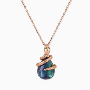 18KT Rose Gold Vermeil Pear Alexandrite Serpent Wrap Necklace Wild Oath Front View