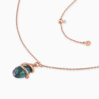 18KT Rose Gold Vermeil Pear Alexandrite Serpent Wrap Necklace Wild Oath Side View