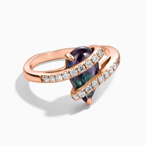 18KT Rose Gold Vermeil Pear Alexandrite Wrap Ring - Orbit Front View