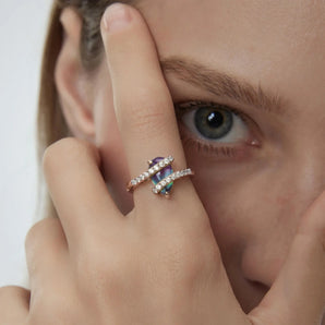 18KT Rose Gold Vermeil Pear Alexandrite Wrap Ring - Orbit Model Shot
