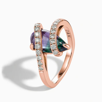18KT Rose Gold Vermeil Pear Alexandrite Wrap Ring - Orbit Side View
