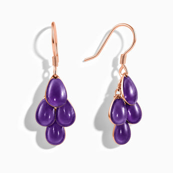 18KT Rose Gold Vermeil Pear Amethyst Dangle Earrings - Petal Rain Front View