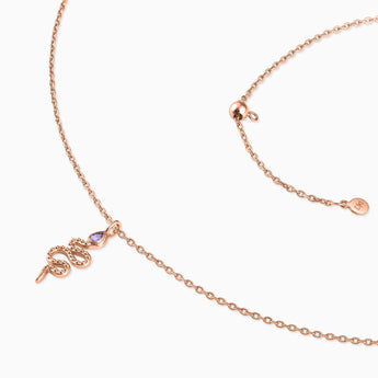 18KT Rose Gold Vermeil Pear Amethyst Serpent Pendant Necklace Meander Side View