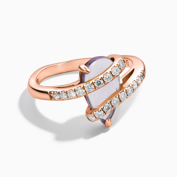 18KT Rose Gold Vermeil Pear Amethyst Wrap Ring - Orbit Front View