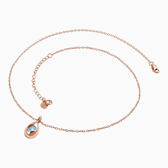18KT Rose Gold Vermeil Pear Aquamarine Reversible Necklace - Inner Heart Side View