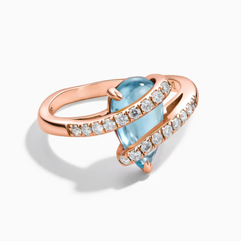 18KT Rose Gold Vermeil Pear Aquamarine Wrap Ring - Orbit Front View