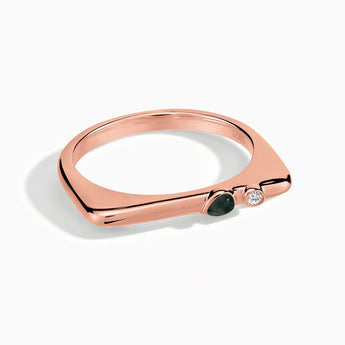 18KT Rose Gold Vermeil Pear Bloodstone Puzzle Stacking Ring - Minimal Calm Front View
