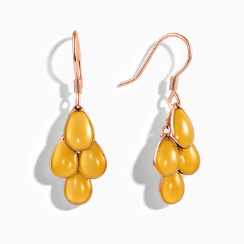 18KT Rose Gold Vermeil Pear Citrine Dangle Earrings - Petal Rain Front View