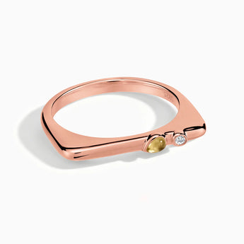 18KT Rose Gold Vermeil Pear Citrine Puzzle Stacking Ring - Minimal Calm Front View