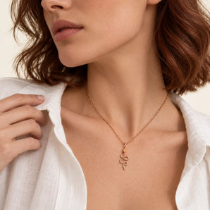 Pear Citrine Serpent Pendant Necklace - Meander