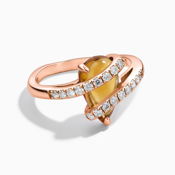 18KT Rose Gold Vermeil Pear Citrine Wrap Ring - Orbit Front View