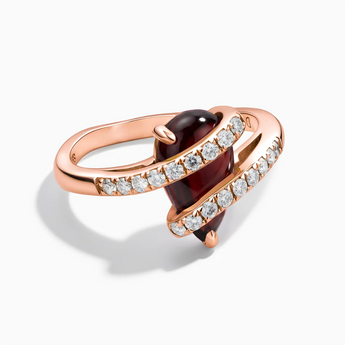 18KT Rose Gold Vermeil Pear Garnet Wrap Ring - Orbit Front View