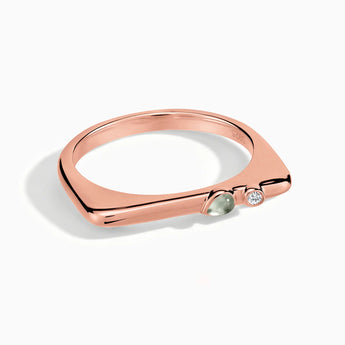 18KT Rose Gold Vermeil Pear Green Amethyst Puzzle Stacking Ring - Minimal Calm Front View