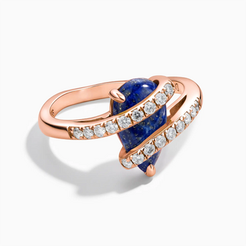 18KT Rose Gold Vermeil Pear Lapis Lazuli Wrap Ring - Orbit Front View