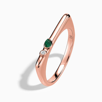 18KT Rose Gold Vermeil Pear Malachite Puzzle Stacking Ring - Minimal Calm Side View