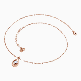18KT Rose Gold Vermeil Pear Moonstone Reversible Necklace - Inner Heart Side View