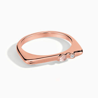 18KT Rose Gold Vermeil Pear Morganite Puzzle Stacking Ring - Minimal Calm Front View