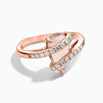 18KT Rose Gold Vermeil Pear Morganite Wrap Ring - Orbit Front View