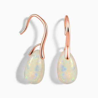 18KT Rose Gold Vermeil Pear Opal Dangle Earrings - Dew Arc Front View