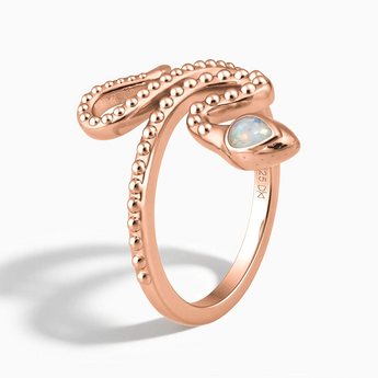 18KT Rose Gold Vermeil Pear Opal Serpent Ring - Mystic Coil Side View