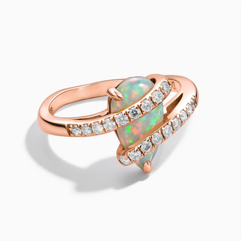 18KT Rose Gold Vermeil Pear Opal Wrap Ring - Orbit Front View